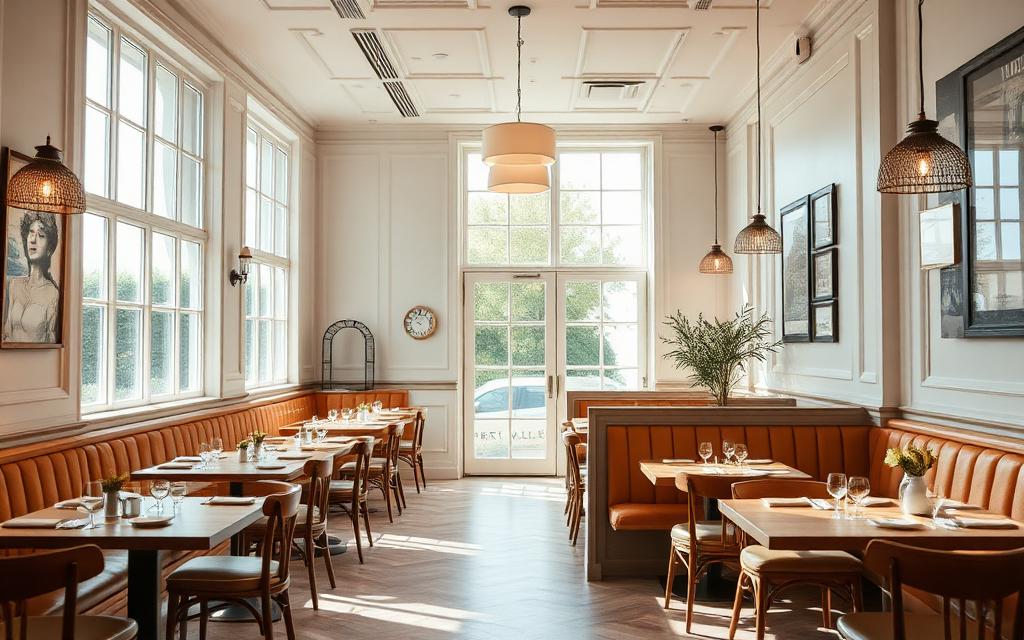 Bright modern bistro interior